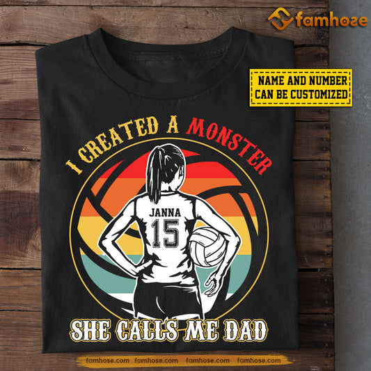 Vintage Volleyball Girl T-shirt, I Created A Monster, Father's Day Gift For Volleyball Girl Lovers, Volleyball Players