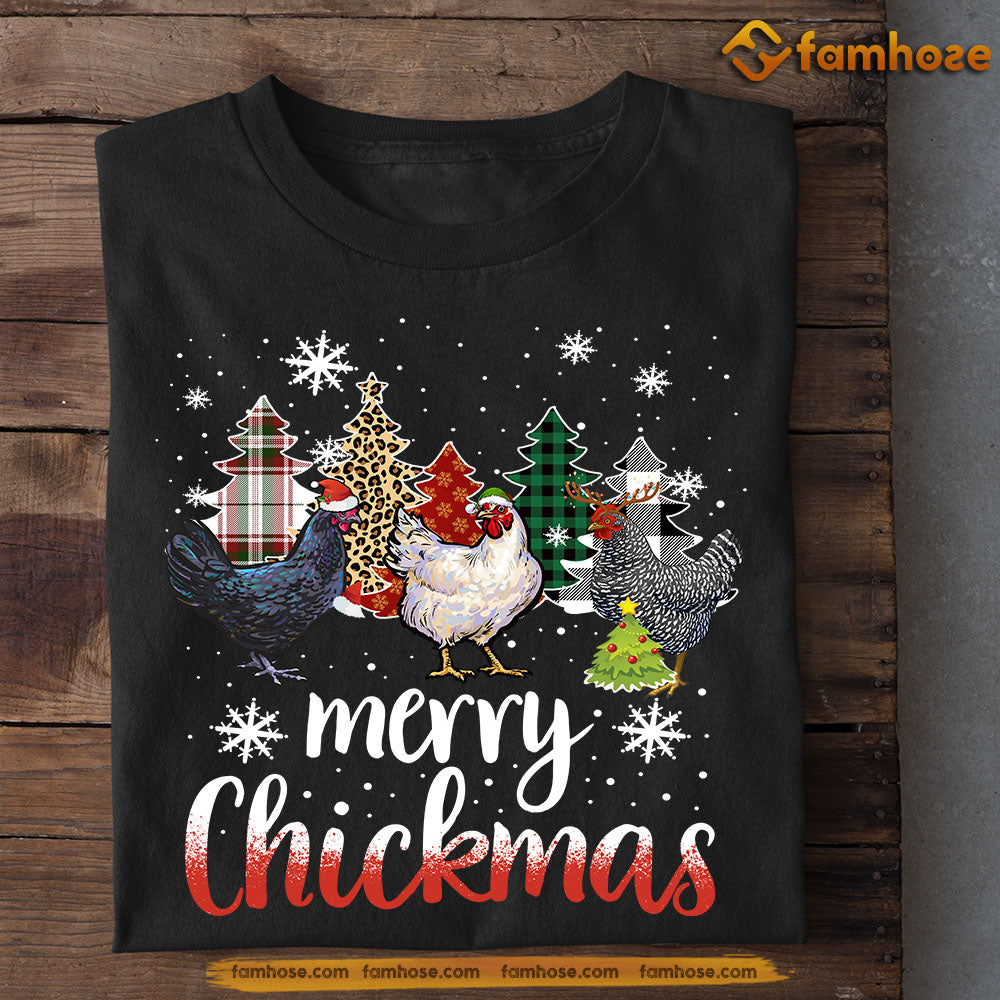 Cute Chicken Christmas T-shirt, Merry Chickmas, Gift For Chicken Lovers, Chicken Tees, Farmers Tees