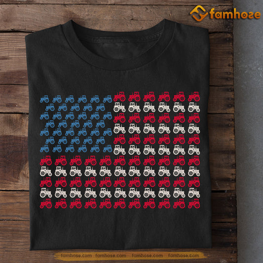July 4th Tractor T-shirt, Tractor Arrange A USA Flag, Independence Day Gift For Tractor Lovers, Farmers