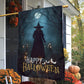 Halloween Witch Flag, The Witch In The Dark Forest Around Candles Happy Halloween, Flag Gift For Halloween Decor, Gift For Garden Flag