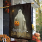 Halloween Ghost Flag, Ghost Stand Alone Holding A Pumpkin Happy Halloween, Flag Gift For Halloween Decor, Gift For Garden Flag