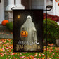 Halloween Ghost Flag, Ghost Stand Alone Holding A Pumpkin Happy Halloween, Flag Gift For Halloween Decor, Gift For Garden Flag