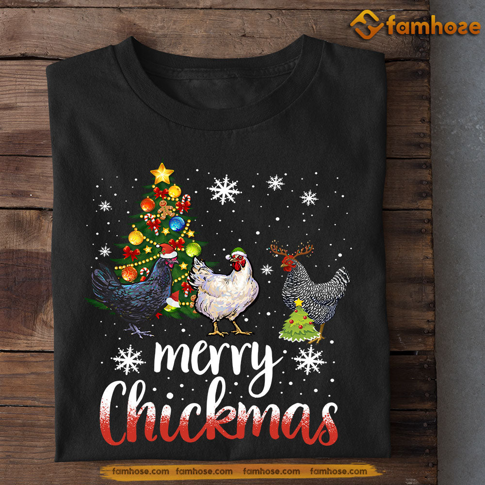 Chicken Christmas T-shirt, Three Chickens Around The Christmas Tree, Gift For Chicken Lovers, Chicken Tees, Farmers Tees