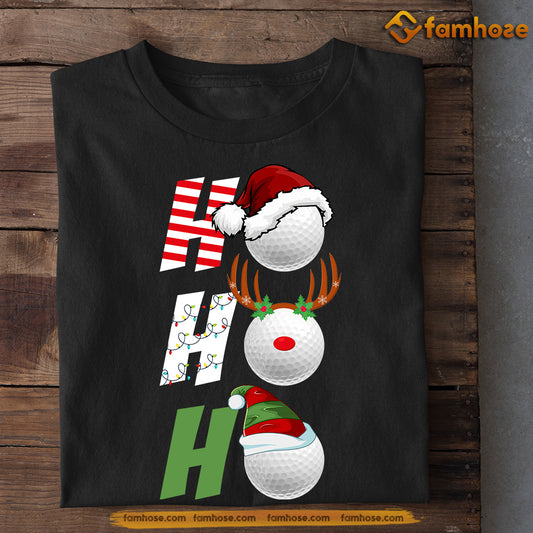 Christmas Golf T-shirt, Ho Ho Ho With Noel Hat, Xmas Gift For Golf Lovers