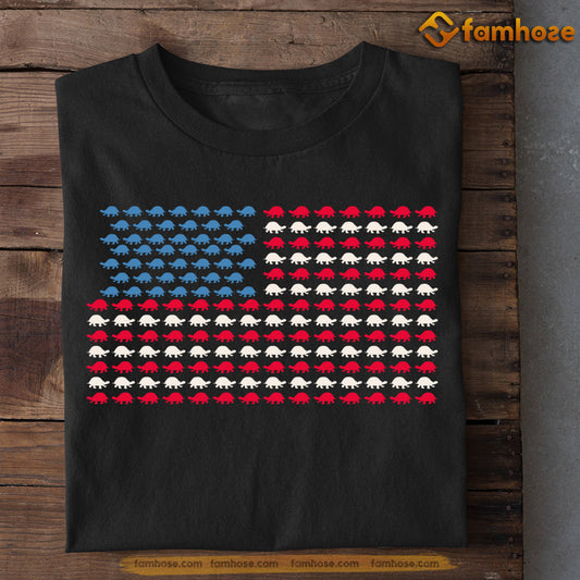 July 4th Turtle T-shirt, Turtle Arrange A USA Flag, Independence Day Gift For Turtle Lovers, Turtle Tees