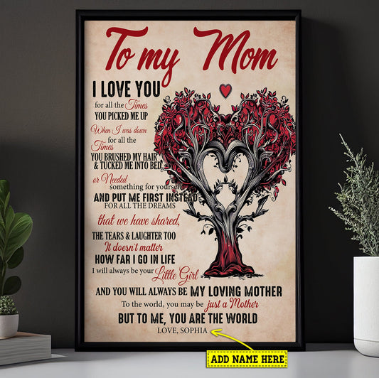 Personalized Mother's Day Canvas Painting, To My Mom I Will Always Be Your Little Girl, Inspirational Quotes Wall Art Decor, Poster Gift For Mom