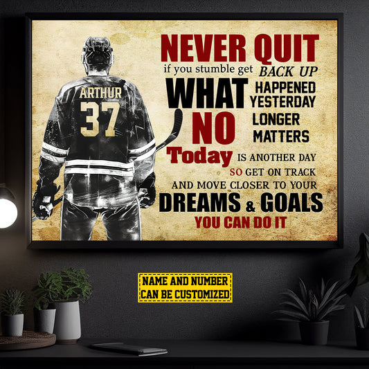 Personalized Motivational Hockey Canvas Painting, Move Closer To Your Dreams Goals, Inspirational Quotes Wall Art Decor, Poster Gift For Hockey Lovers