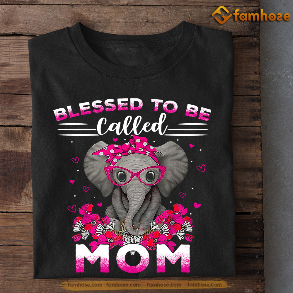 Cute Mother's Day Elephant T-shirt, Blessed To Be Called Mom, Gift For Elephant Lovers, Elephant Tees