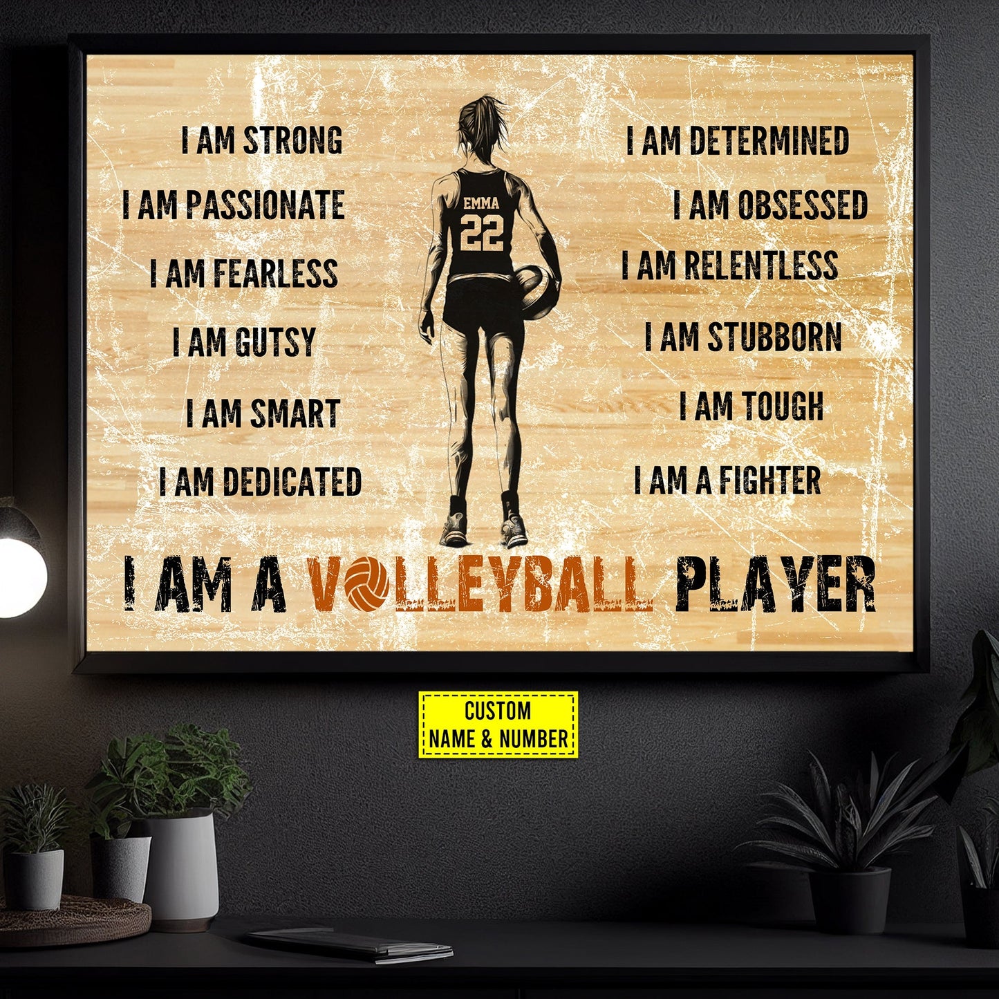 I Am Volleyball Player, Personalized Motivational Volleyball Canvas Painting, Inspirational Quotes Wall Art Decor, Poster Gift For Volleyball Girl Lovers