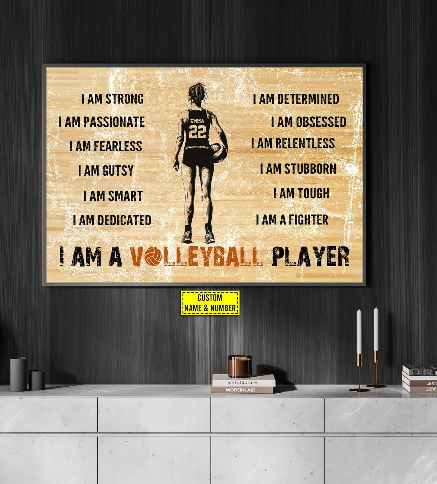 I Am Volleyball Player, Personalized Motivational Volleyball Canvas Painting, Inspirational Quotes Wall Art Decor, Poster Gift For Volleyball Girl Lovers