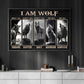 I Am Wolf Suffer Warrior Survive, Motivational Canvas Painting, Inspirational Quotes Wall Art Decor, Poster Gift For Wolf Lovers