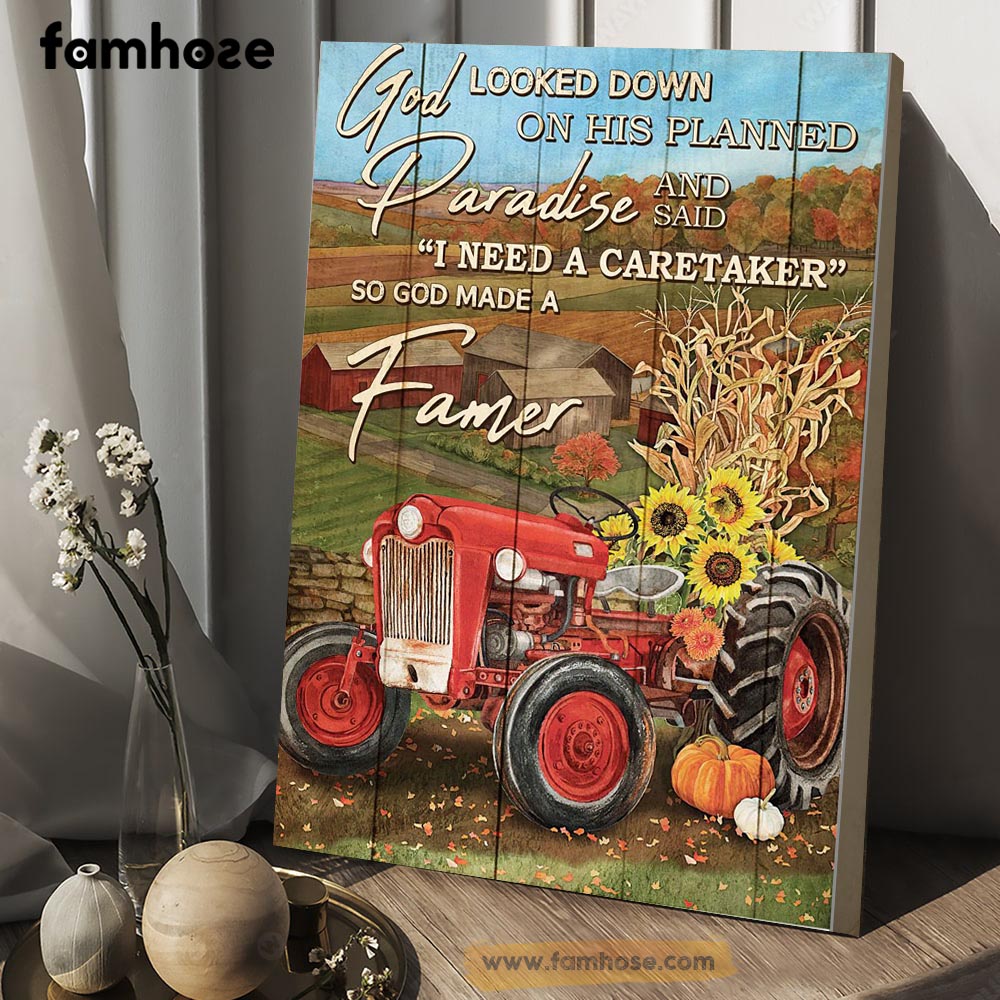 Tractor Poster & Canvas, God Looked Down On His Planned Paradise, Tractor Canvas Wall Art, Poster Gift For Tractor Lovers