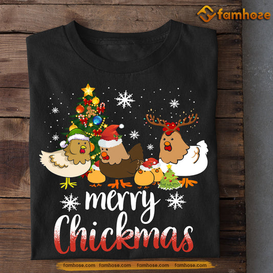 Baby Chicken Christmas T-shirt, Three Chickens Around The Christmas Tree, Gift For Chicken Lovers, Chicken Tees, Farmers Tees