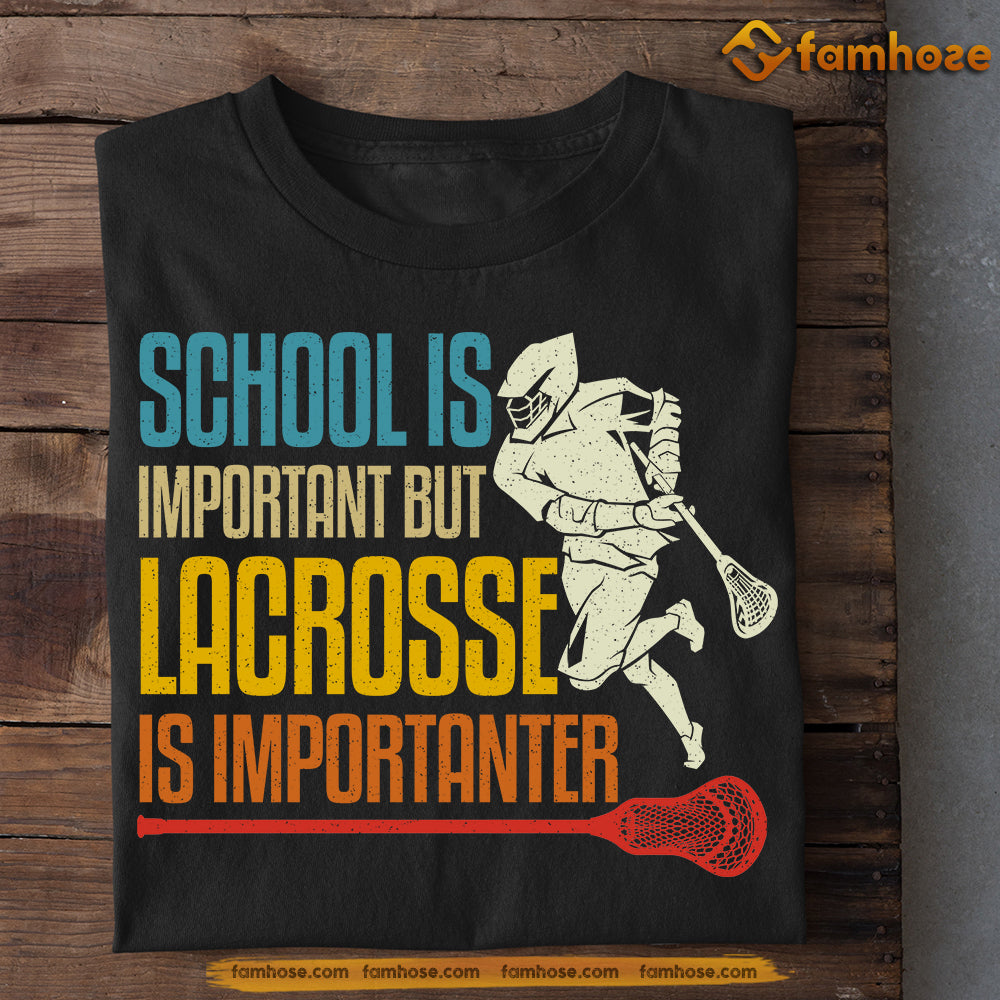 Vintage Back To School Lacrosse Boy T-shirt, School Is Important But, Gift For Lacrosse Lovers, Lacrosse Boy Players