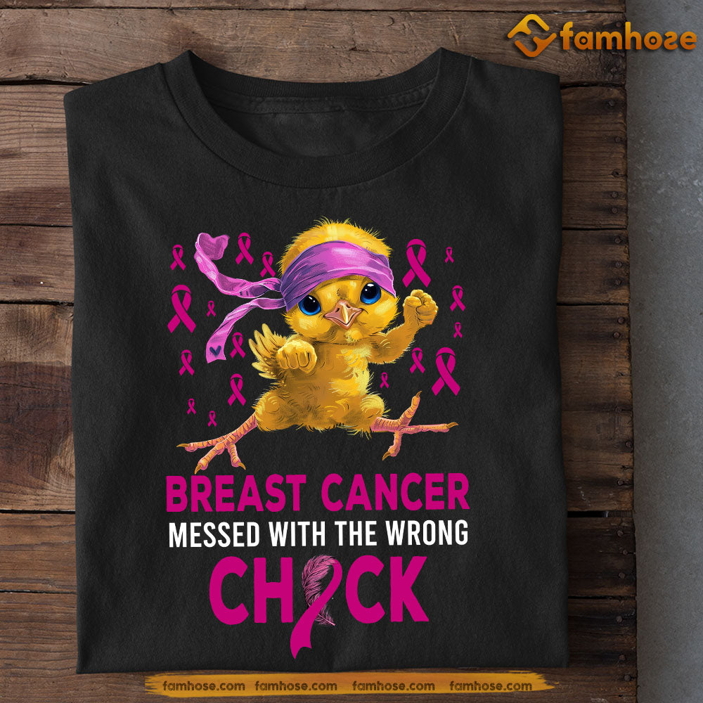 Motivational Duck T-shirt, Messed With The Wrong Chick, Gift For Duck Lovers Who Support Breast Cancer Awareness