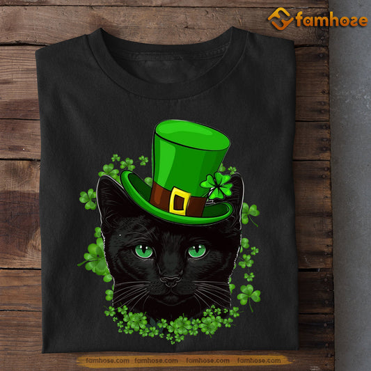 St Patrick's Day Cat T-shirt, Lucky Charm Lucky Hat Gift For Cat Lovers, Cat Owners, Cat Tees