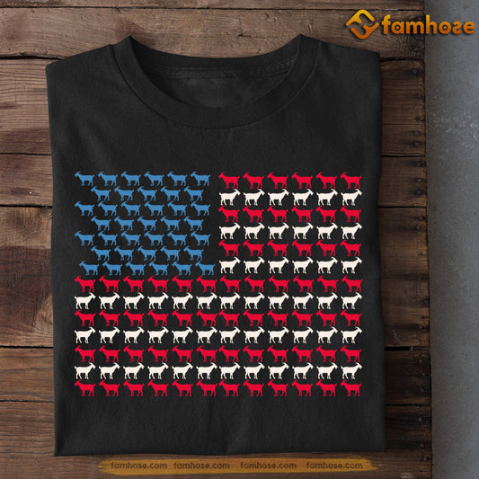 July 4th Goat T-shirt, Goat Arrange A USA Flag Goat Patriotic Tees, Independence Day Gift For Goat Lovers, Farmers