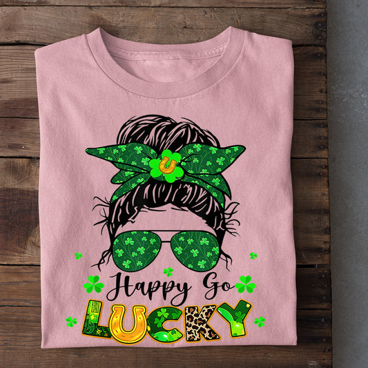 St Patrick's Day Horse T-shirt, Happy Go Lucky, Patricks Day Gift For Horse Lovers, Horse Riders, Equestrians