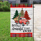 Vintage Truck And Tartan Trees, Farm Xmas Garden Flag & House Flag, Christmas Flag Gift For Farmers, Tractor Lovers Flag