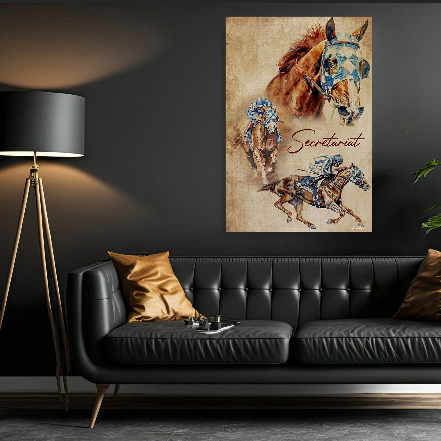 Secretariat Canvas Painting, Jockey Wall Art Decor, Poster Gift For Horse Racing Lovers