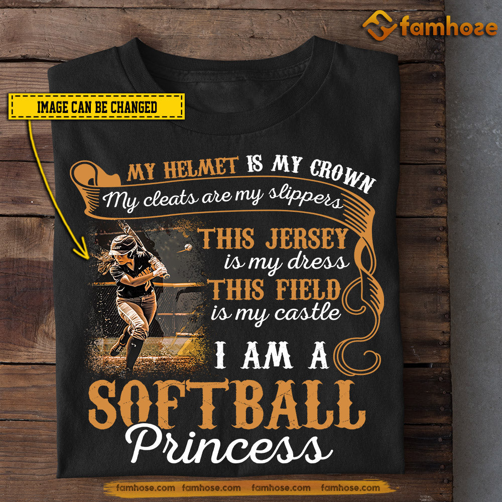 Personalized Softball Girl T-shirt, I Am A Softball Princess, Gift For Softball Girl Lovers, Softball Players