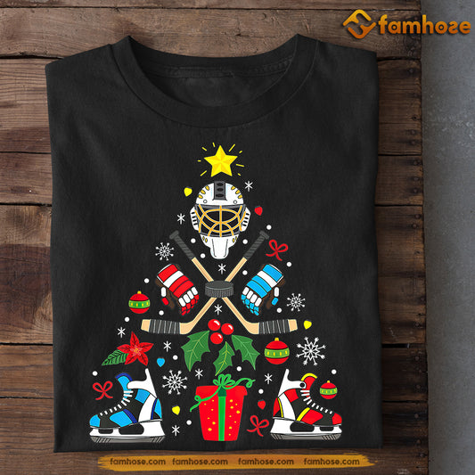 Christmas Hockey T-shirt, Hockey Christmas Tree, Xmas Gift For Hockey Lovers