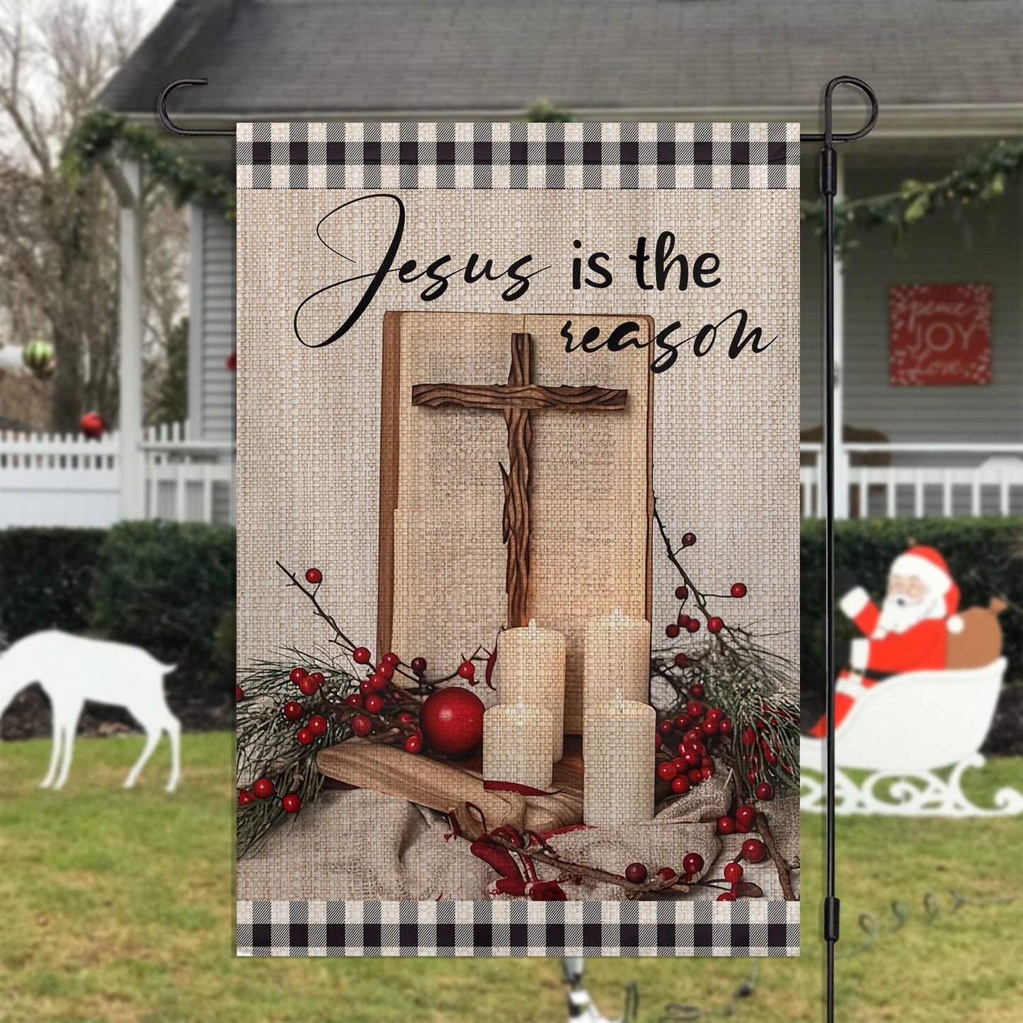 Faithful Festive Remembrance, Jesus Xmas Garden Flag & House Flag, Christmas Flag Gift For Jesus Lovers