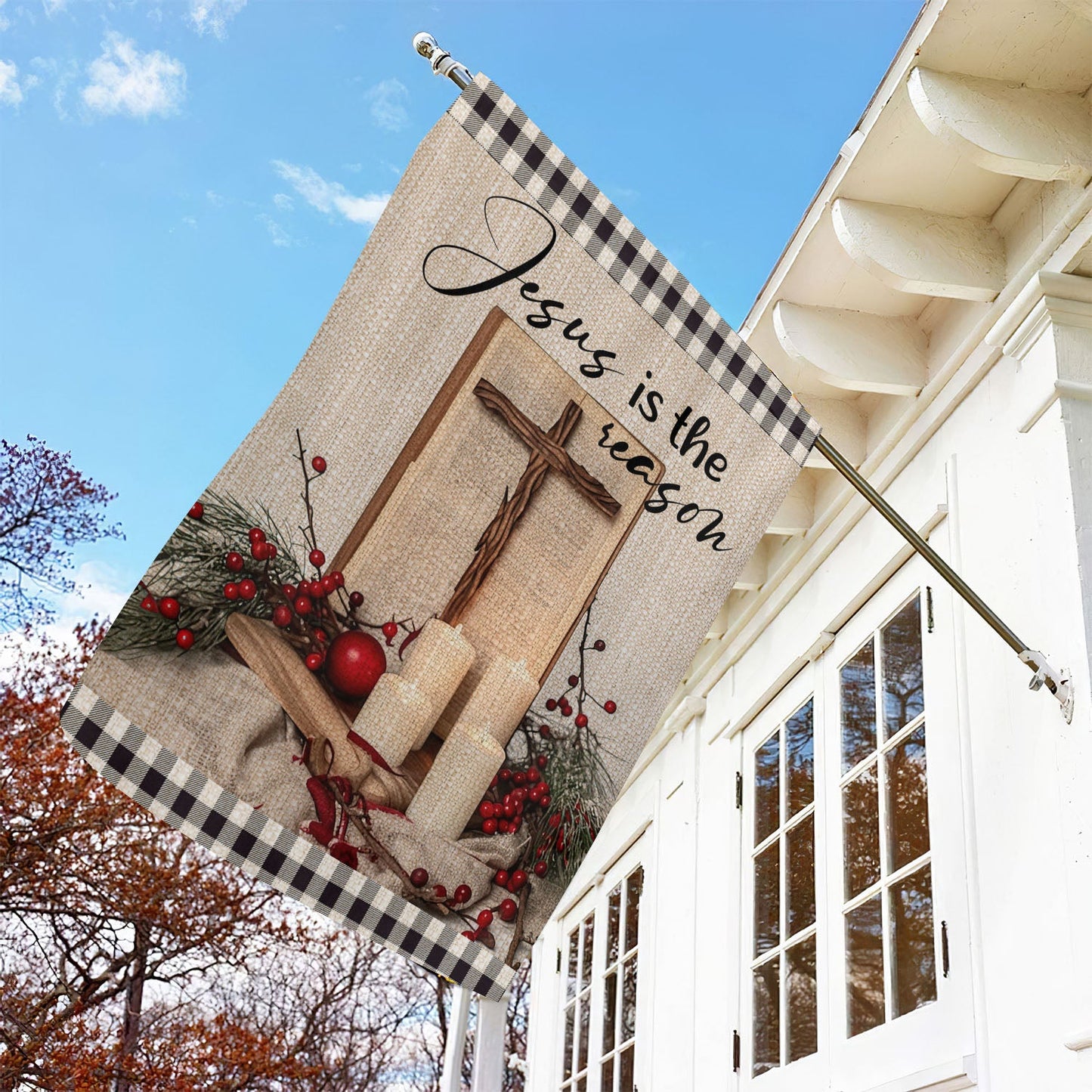 Faithful Festive Remembrance, Jesus Xmas Garden Flag & House Flag, Christmas Flag Gift For Jesus Lovers