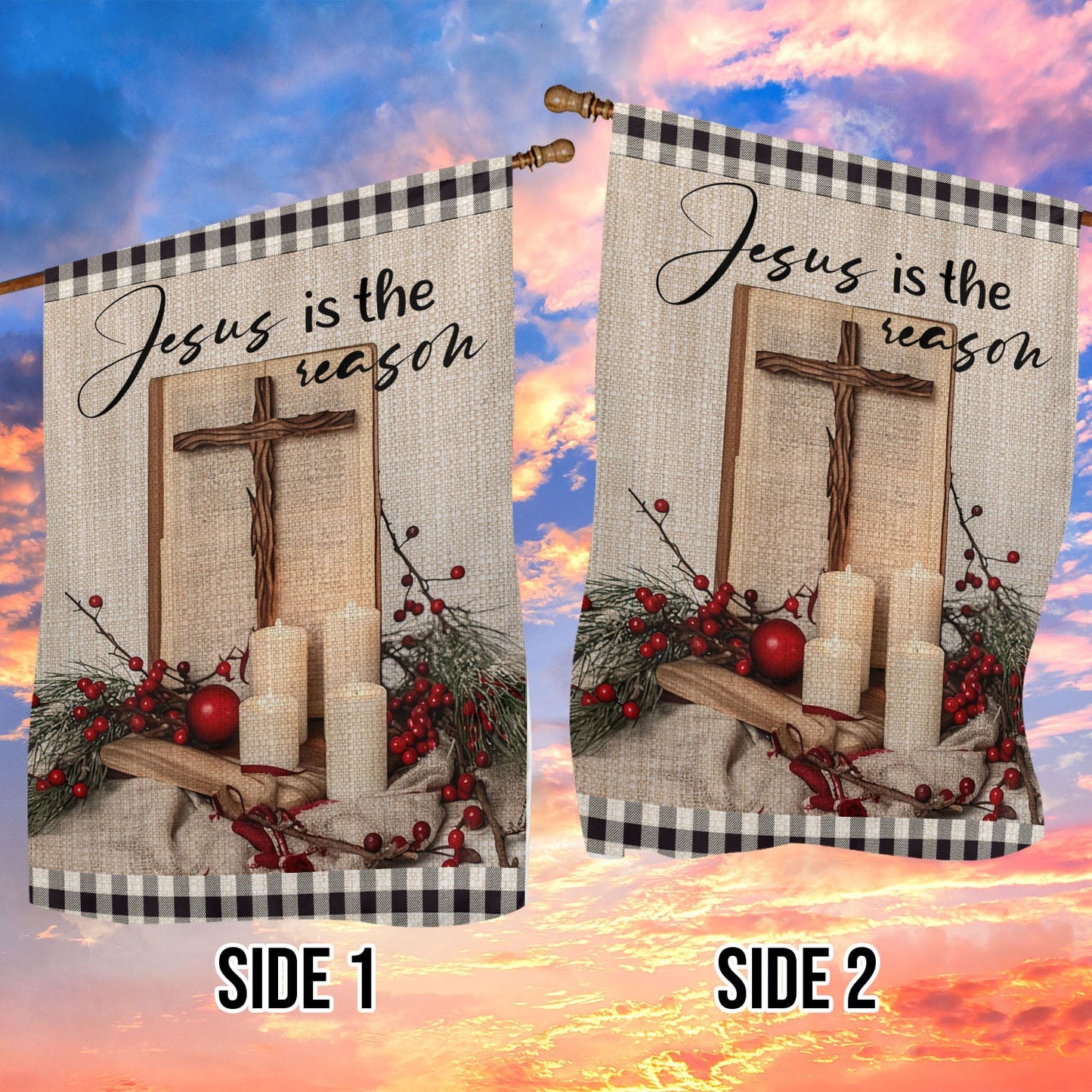 Faithful Festive Remembrance, Jesus Xmas Garden Flag & House Flag, Christmas Flag Gift For Jesus Lovers