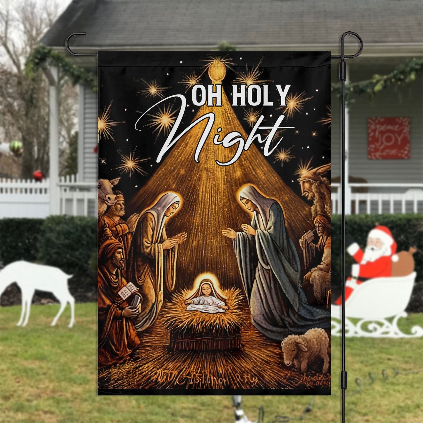Starry Bethlehem Reverence, Christians Xmas Garden Flag & House Flag, Nativity Christians Flag Gift