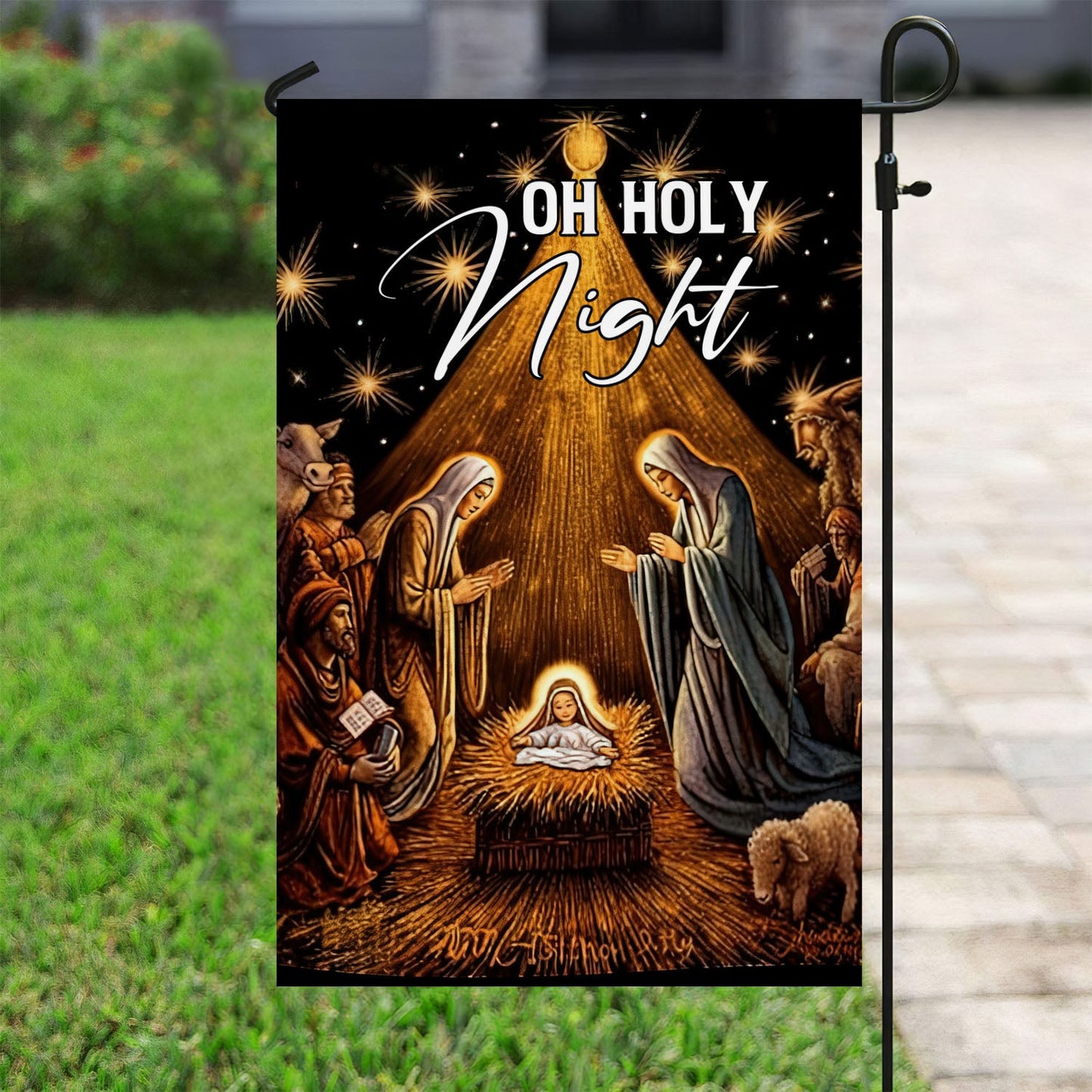 Starry Bethlehem Reverence, Christians Xmas Garden Flag & House Flag, Nativity Christians Flag Gift