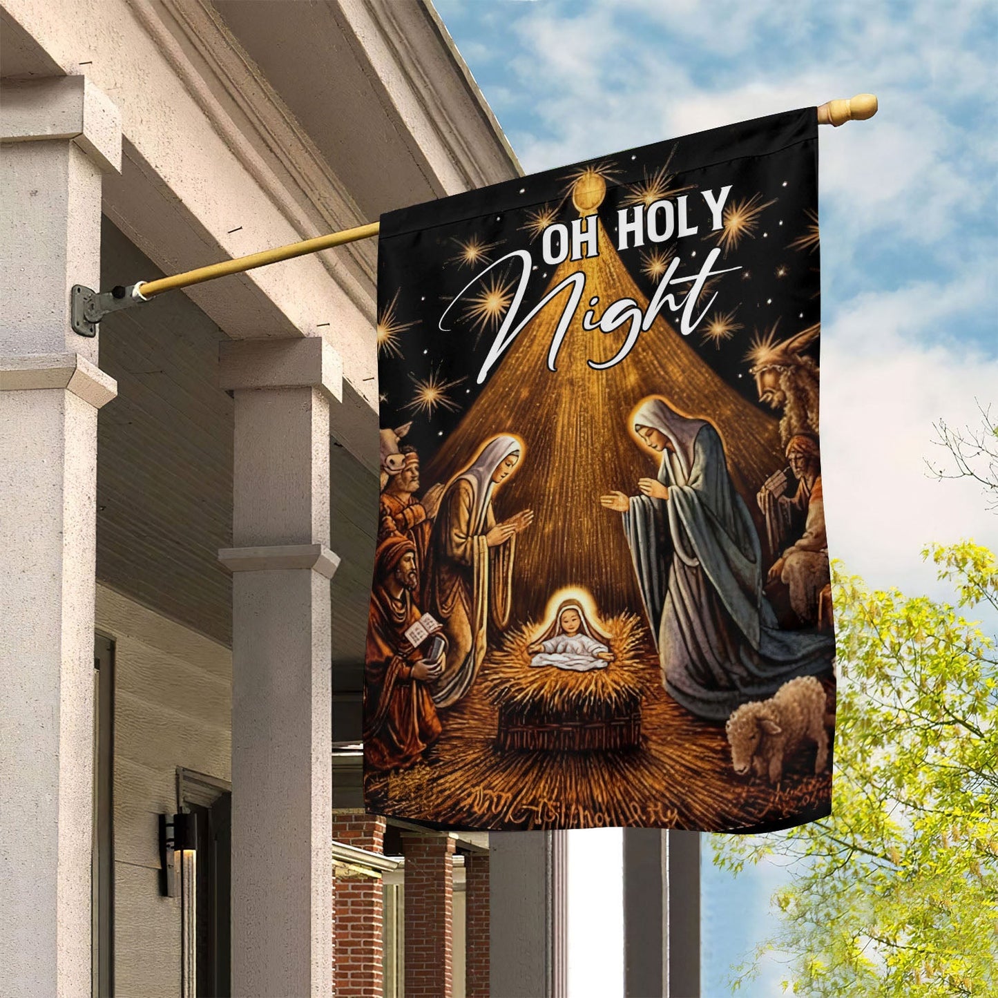 Starry Bethlehem Reverence, Christians Xmas Garden Flag & House Flag, Nativity Christians Flag Gift
