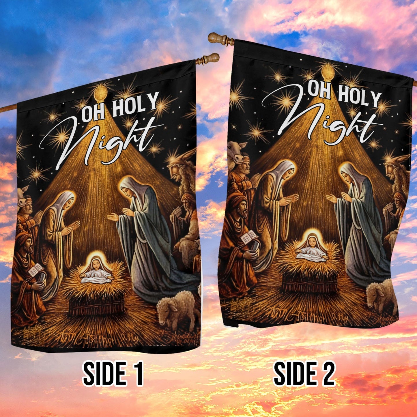 Starry Bethlehem Reverence, Christians Xmas Garden Flag & House Flag, Nativity Christians Flag Gift