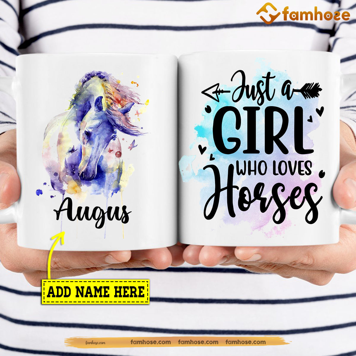 Personalized Horse Mug, Just A Girl Who Loves Horses Mug, Cups Gift For Horse Lovers, Horse Owner