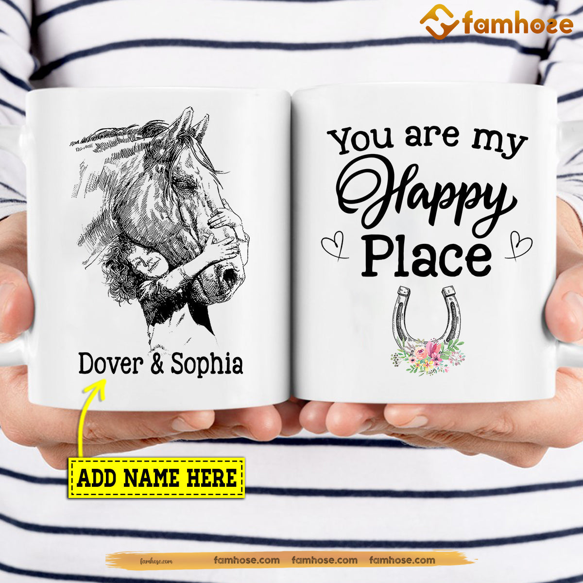 Personalized Horse Mug, You Are My Happy Place  Mug, Cups Gift For Horse Lovers, Horse Owner