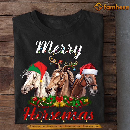 Horse Christmas T-shirt, Three Horses Three Hats, Gift For Horse Lovers, Horse Riders, Equestrians