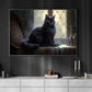 Black Cat Beside The Window Halloween Canvas Painting, Wall Art Decor - Cat Halloween Poster For Home Decor, Home Artwork Decor For Living Room