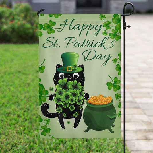 St Patrick's Day Cat Flag, Hold The Clovers, St Patrick's Day Cat Garden Flag & House Flag Gift, St Patricks Day Irish Outdoor Decoration Gift For Cat Lovers