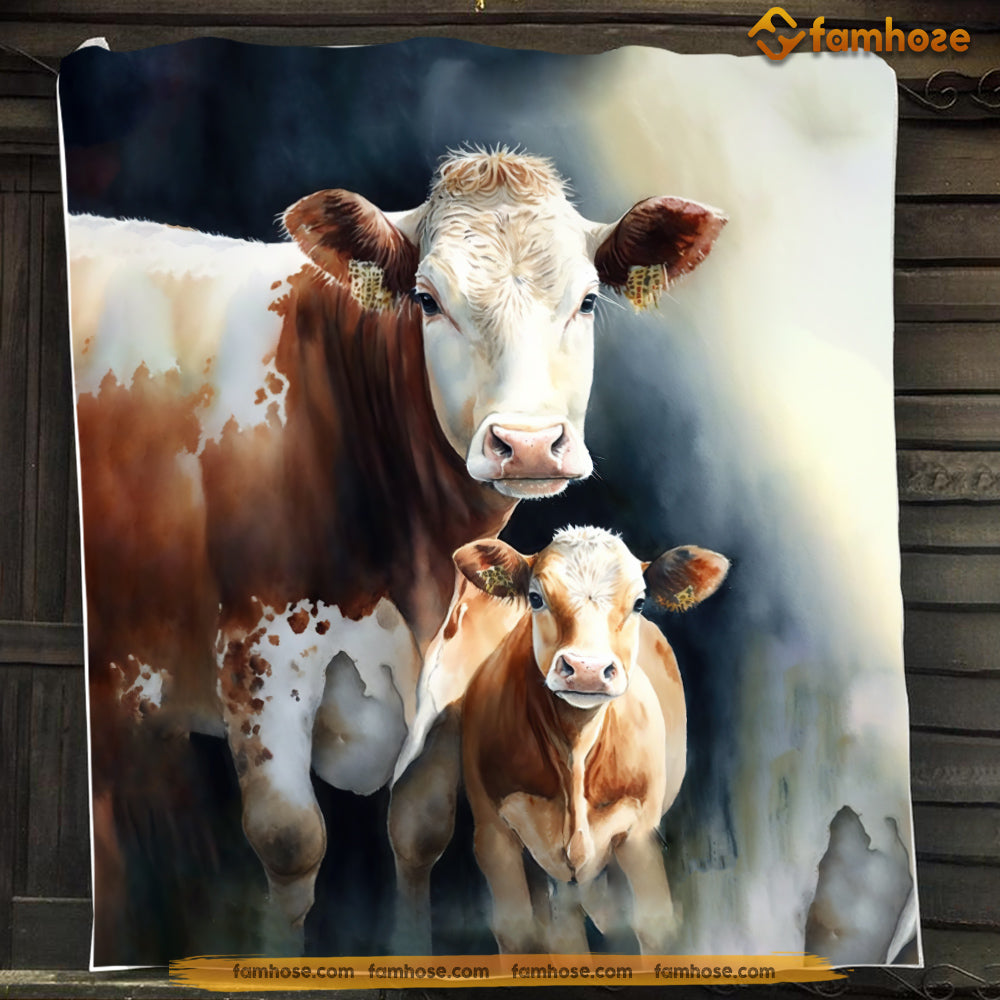 Cow Blanket, My Darling Just Look Ahead I Will Always Protect You Fleece Blanket - Sherpa Blanket Gift For Cow Lover