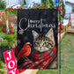 Merry Christmas Bird And Cat Flag, Cat Xmas Garden Flag & House Flag, Christmas Flag Gift For Cat Lovers