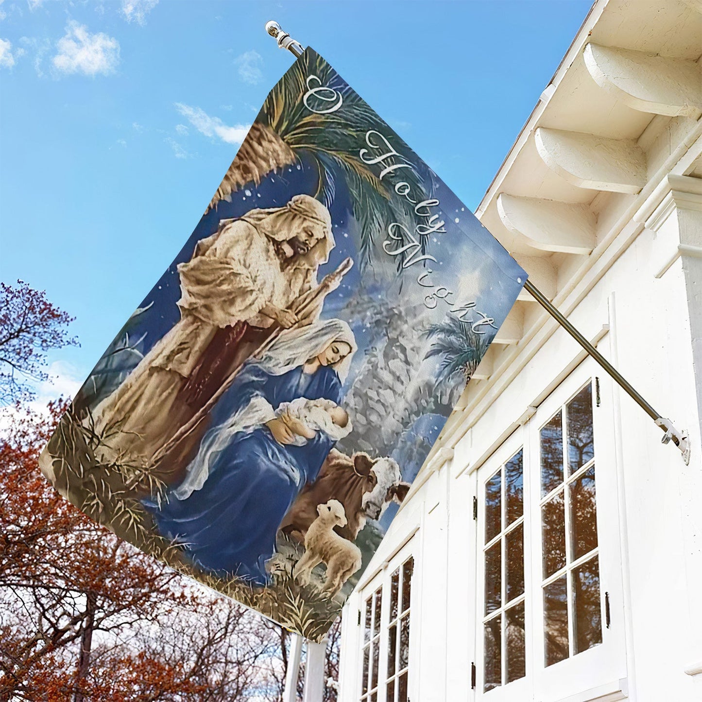 O Holy Night Scene A Birth of Our Lord, Nativity Xmas Garden Flag - House Flag Gift, Gift For Christians Lovers