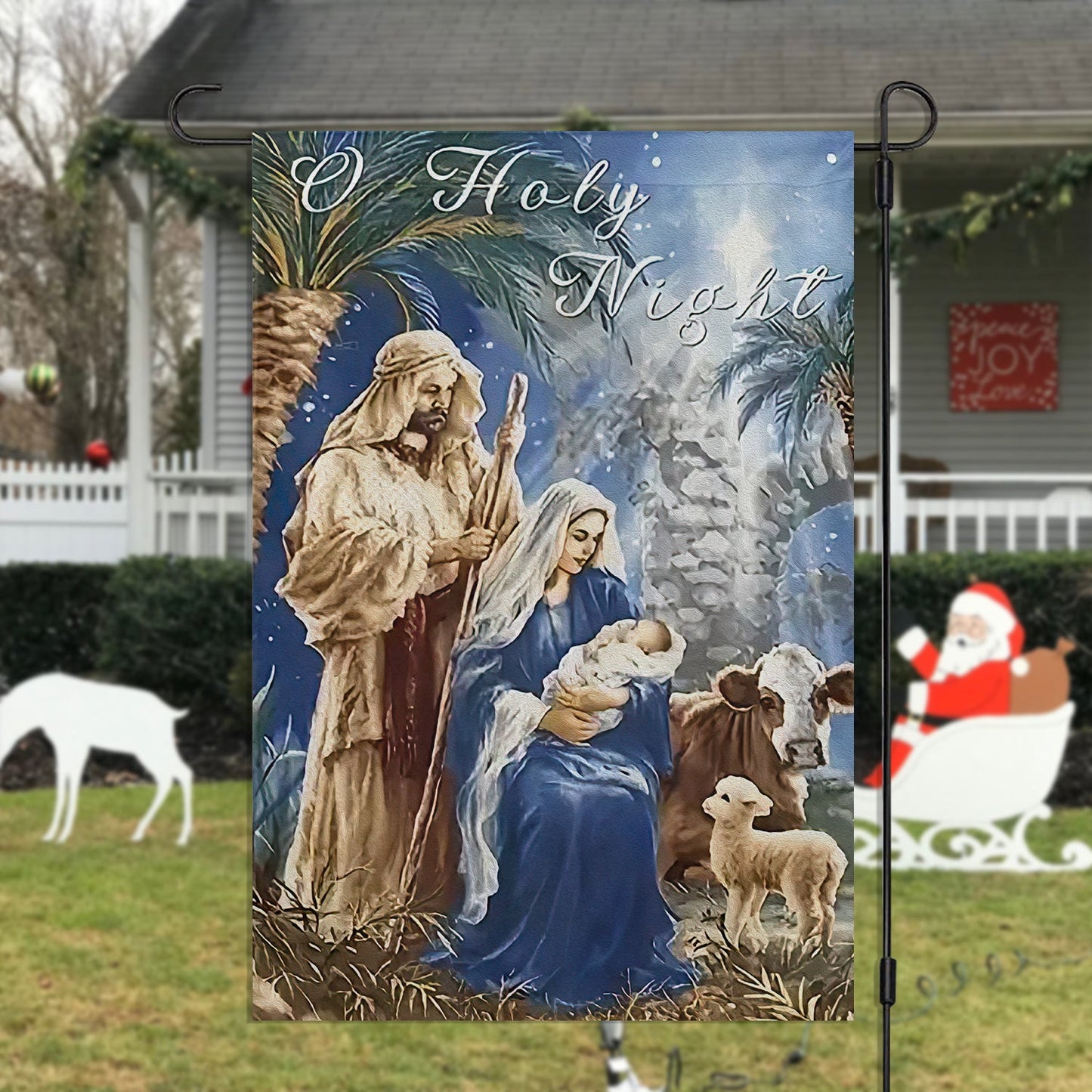 O Holy Night Scene A Birth of Our Lord, Nativity Xmas Garden Flag - House Flag Gift, Gift For Christians Lovers
