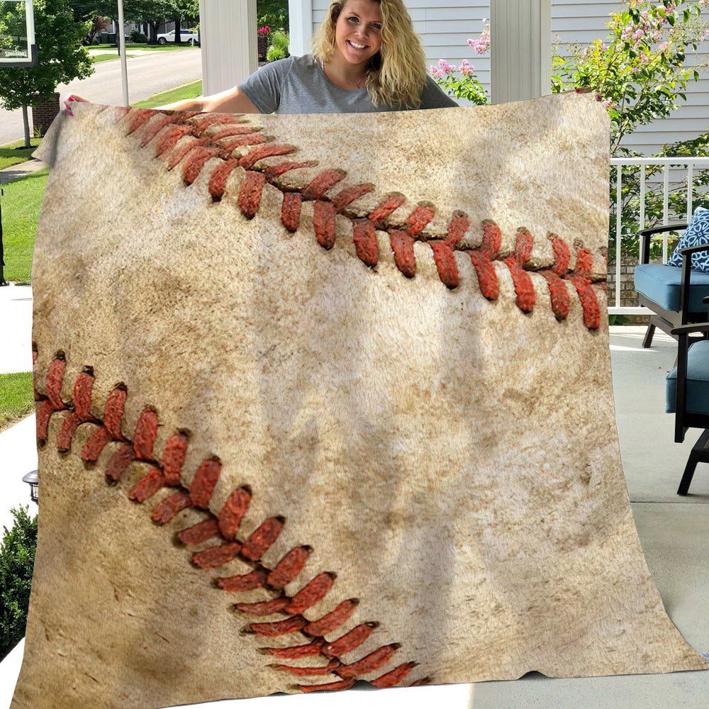 Baseball Blanket, Real Shape Baseball Fleece Blanket - Sherpa Blanket Gift For Baseball Lovers, Baseball Players