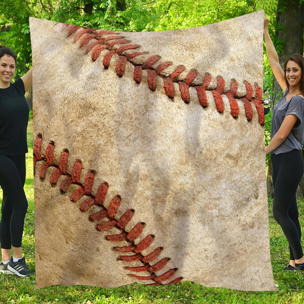 Baseball Blanket, Real Shape Baseball Fleece Blanket - Sherpa Blanket Gift For Baseball Lovers, Baseball Players