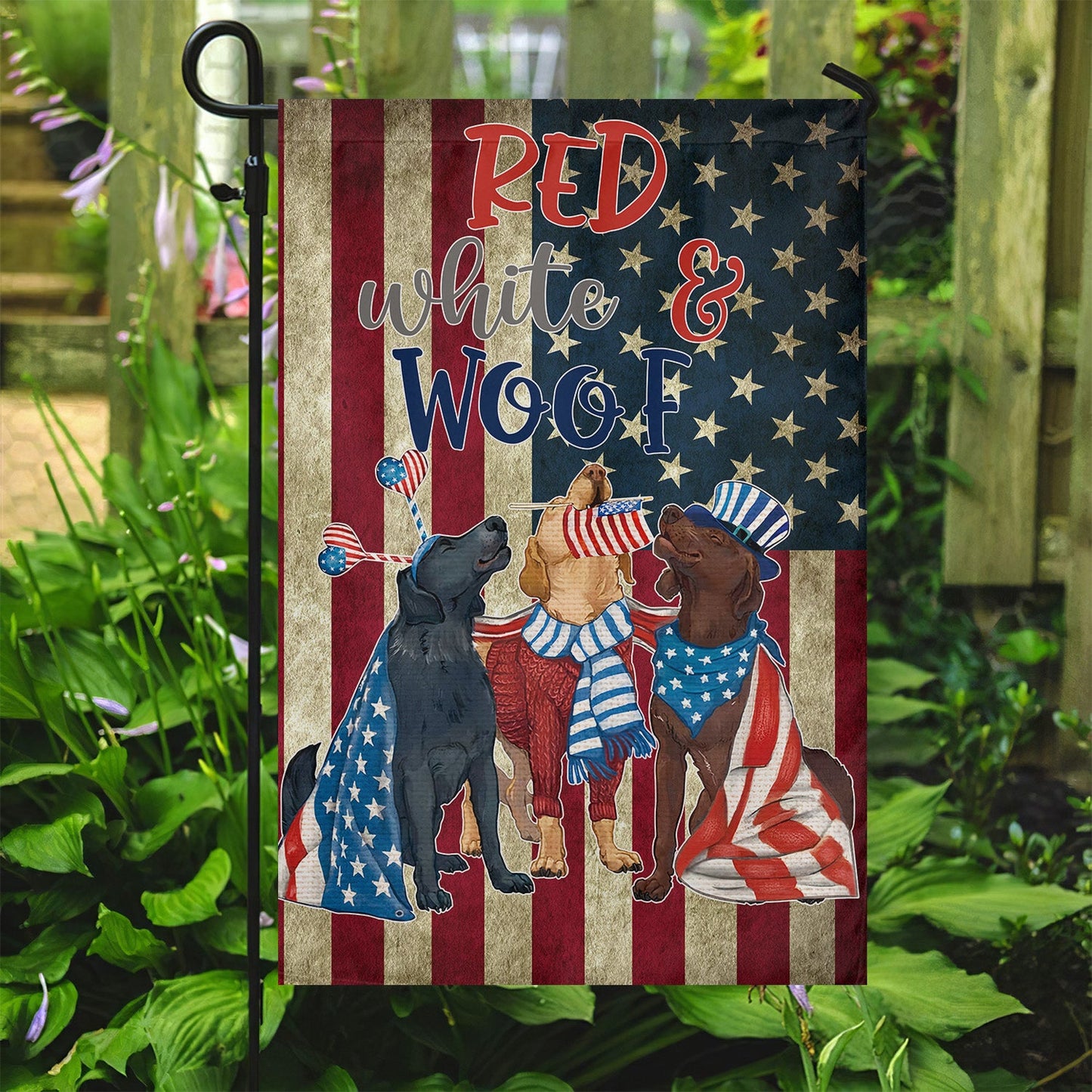 Dog American Flag, Red White Woof With A USA Flag July 4th Gift For Dog Lovers, Dog Owners