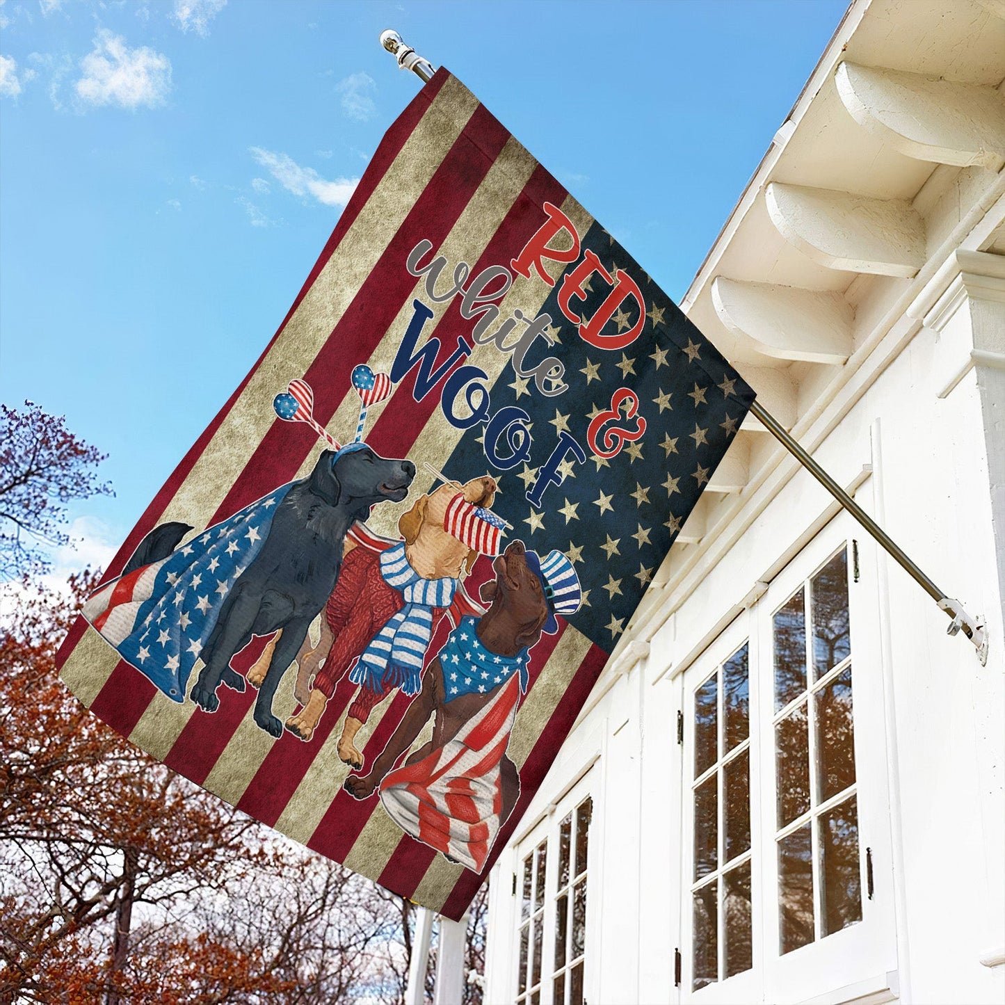 Dog American Flag, Red White Woof With A USA Flag July 4th Gift For Dog Lovers, Dog Owners