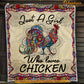 Chicken Blanket, Pattern Just A Girl Who Loves Chickens, Chicken Fleece Blanket - Sherpa Blanket Gift For Chicken Lover