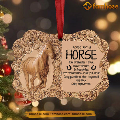 Christmas Horse Ornament, Advice From A Horse Keep The Burrs Gift For Horse Lovers, Medallion Aluminum Ornament