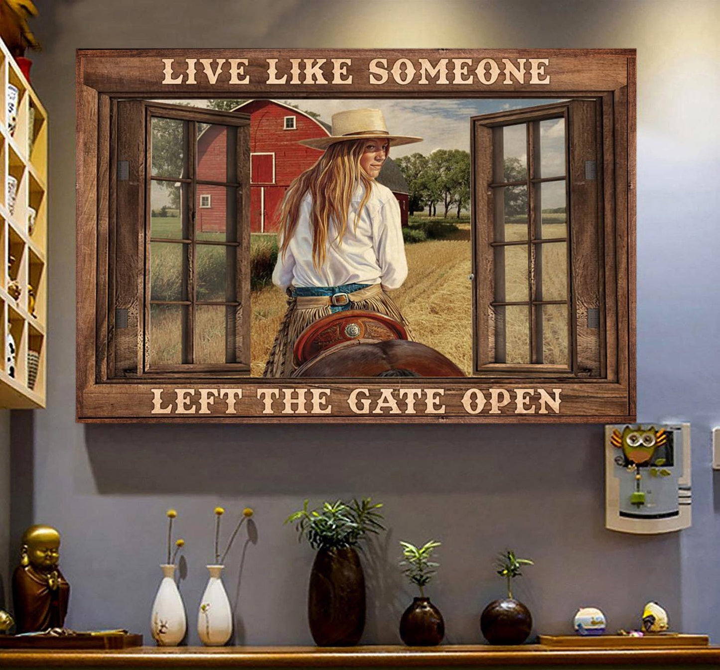 Horse Riding Poster & Canvas, Live Like Someone Left The Gate Open, Horse Canvas Wall Art, Poster Gift For Horse Lovers