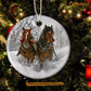 Christmas Horse Ornament, Horse Together Into The Forest Gift For Horse Lovers, Circle Ceramic Ornament